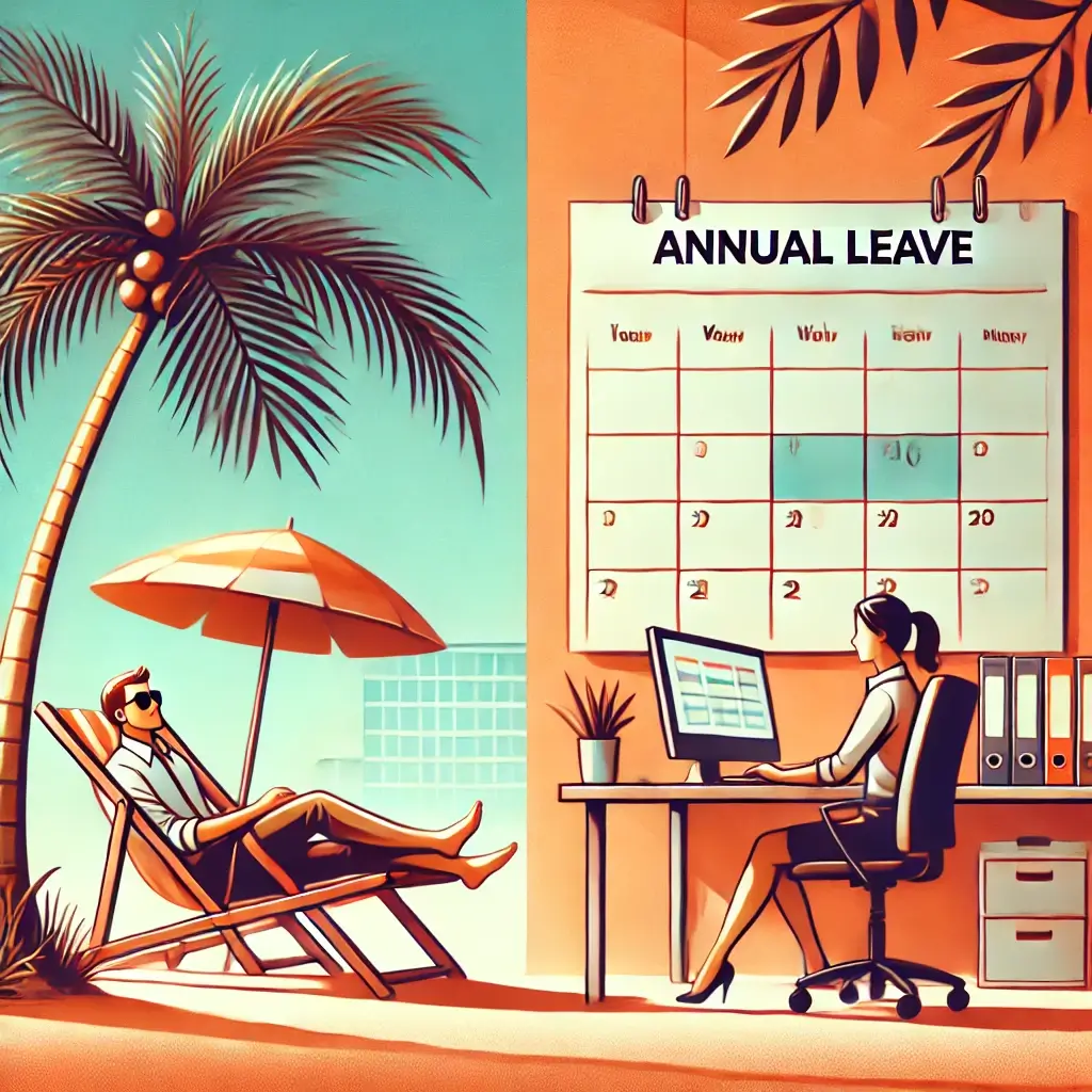 DALL·E-2025-02-27-11.49.35-An-illustration-representing-annual-leave-in-the-workplace